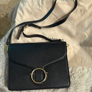 Hieleven Black Genuine Leather Crossbody Bag